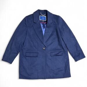 J.Crew Mario Bellucci Navy Wool Cashmere Over Coat Blazer Jacket Large Petite